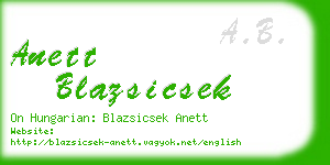 anett blazsicsek business card